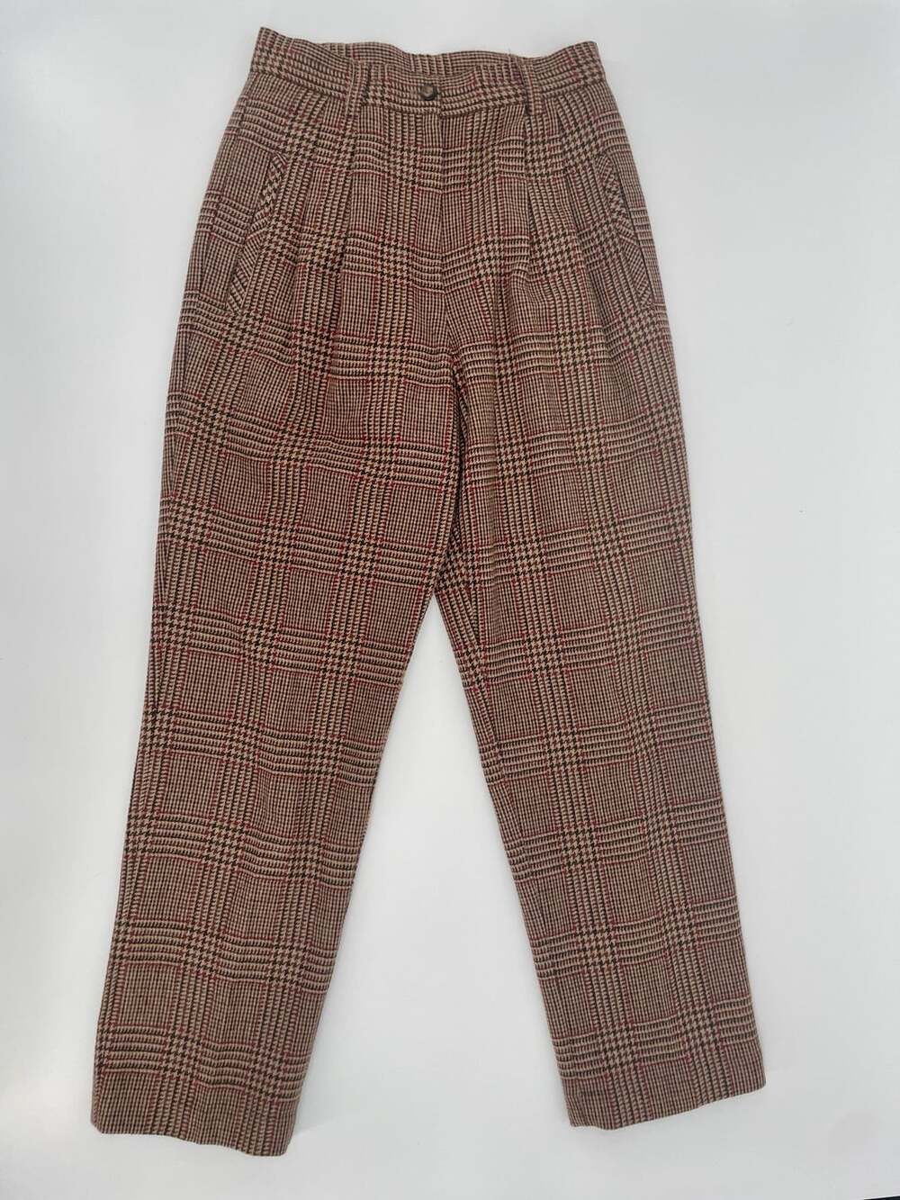 Bridgewater Classics Wool Blend Plaid Pants Size 4P Brown Glen Check